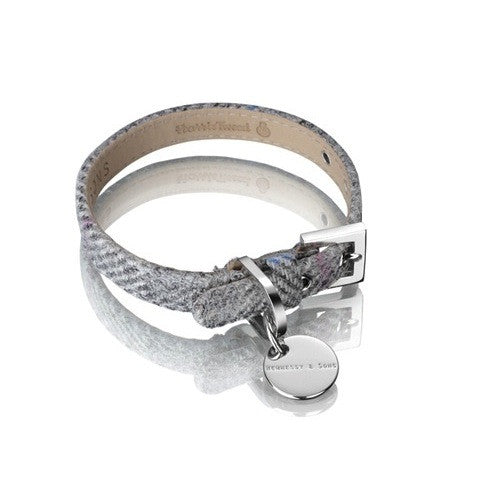 Harris Tweed Collar - Luxury Silver Collar - Fernie's Choice Classic Country Wear for Dogs