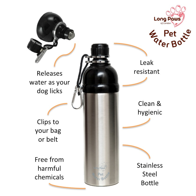 Pet Water Bottle - Silver. - Fernie's Choice Classic Country Wear for Dogs