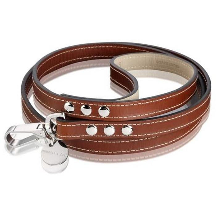 H & S Royal Reddish Brown Leather Lead - Fernie's Choice Classic Country Wear for Dogs