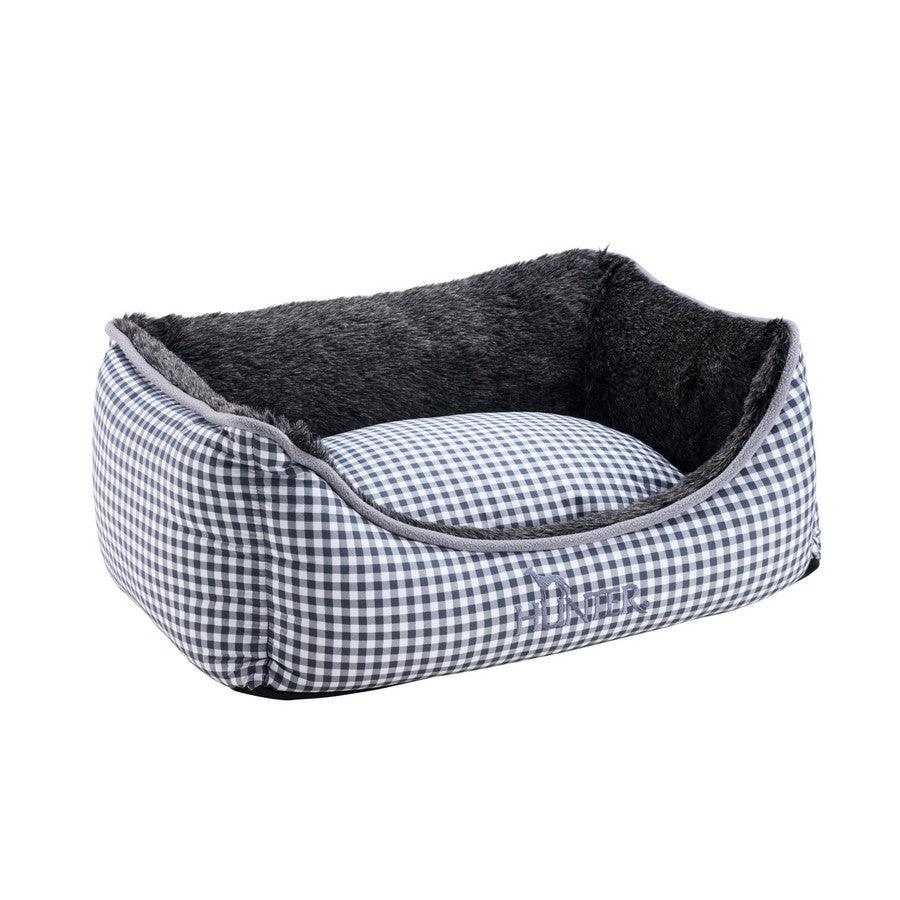 Astana Gingham Dog Bed by Hunter - Grey - Fernie's Choice Classic Country Wear for Dogs