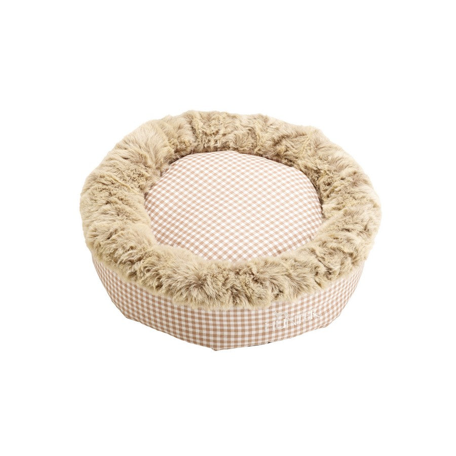 Astana Gingham Round Dog Bed by Hunter - Grey - Fernie's Choice Classic Country Wear for Dogs