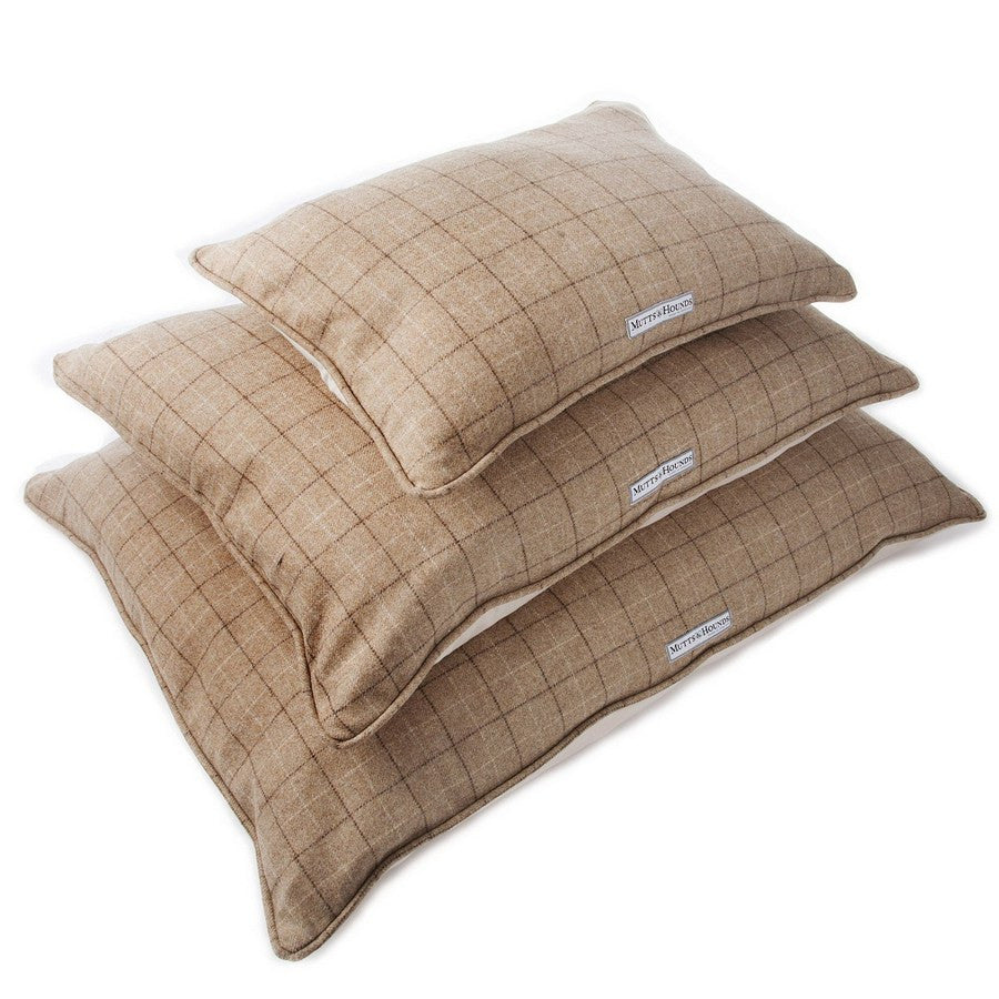 Oatmeal Tweed Pillow Dog Bed - Fernie's Choice Classic Country Wear for Dogs