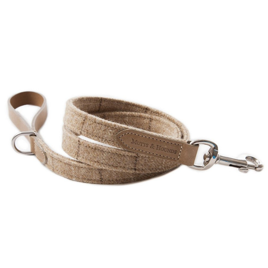 Oatmeal Check Tweed Dog Lead - Fernie's Choice Classic Country Wear for Dogs