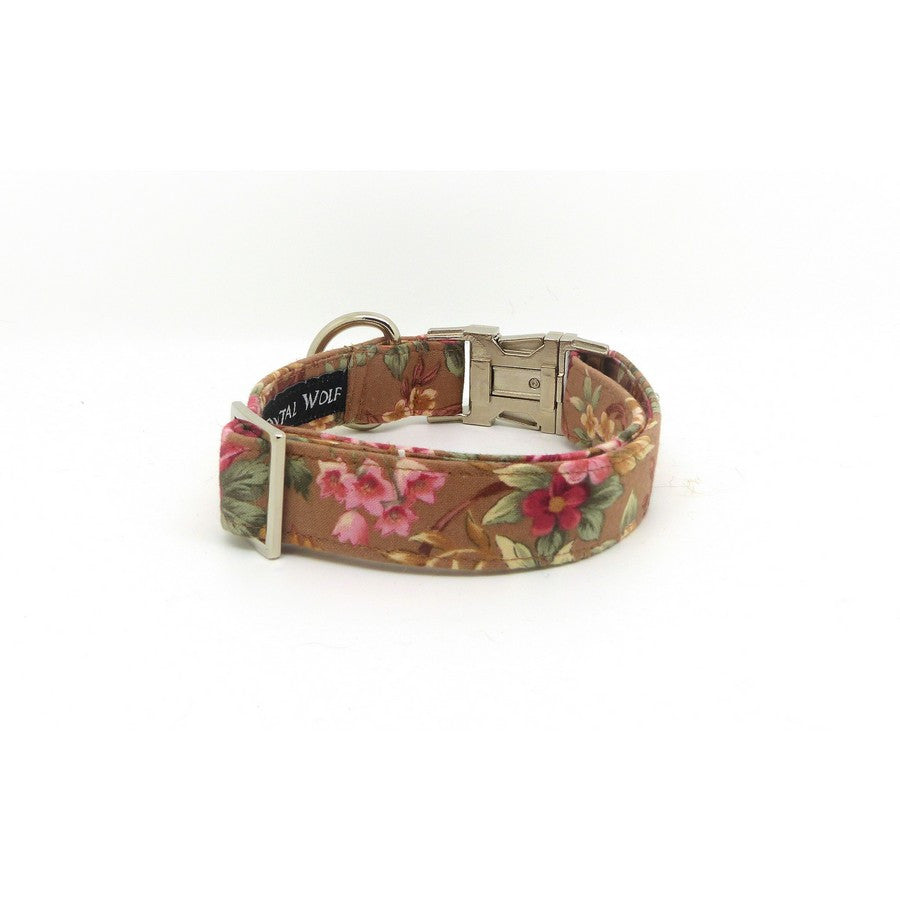 Brown & Rose Floral Dog Collar - Fernie's Choice Classic Country Wear for Dogs