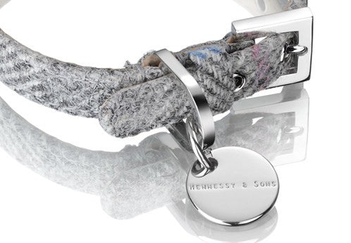 Harris Tweed Collar  - Luxury Silver Collar - Fernie's Choice Classic Country Wear for Dogs