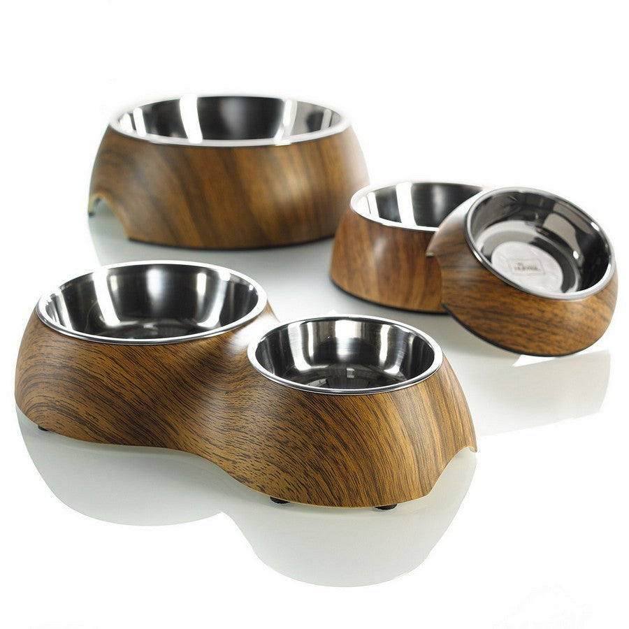 Hunter Double Feeding Bowl - Woody Walnut - Fernie's Choice Classic Country Wear for Dogs