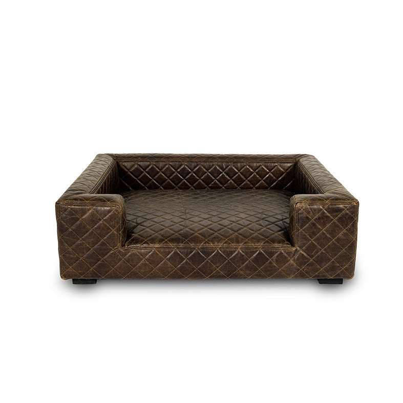 Lord Lou Luxury Dog Bed - Edoardo Faux Brown Leather Bed - Fernie's Choice Classic Country Wear for Dogs