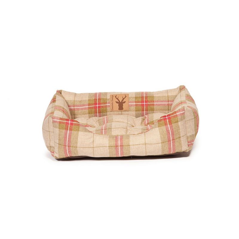 Newton Truffle Snuggle Dog Bed - Beige & Red - Fernie's Choice Classic Country Wear for Dogs