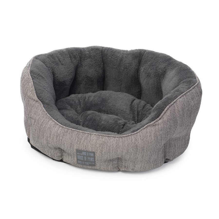 Grey Hessian & Plush Oval Bed- BEST SELLER - Fernie's Choice Classic Country Wear for Dogs
