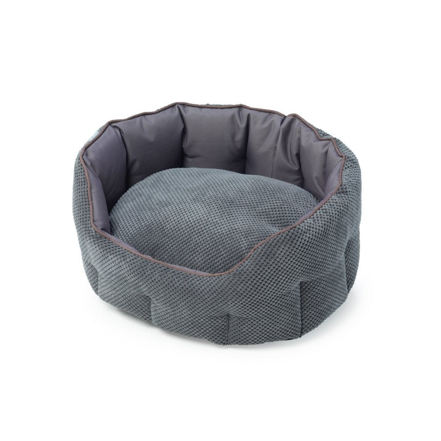 Grey Cord Oval Snuggle Dog Bed - Fernie's Choice Classic Country Wear for Dogs