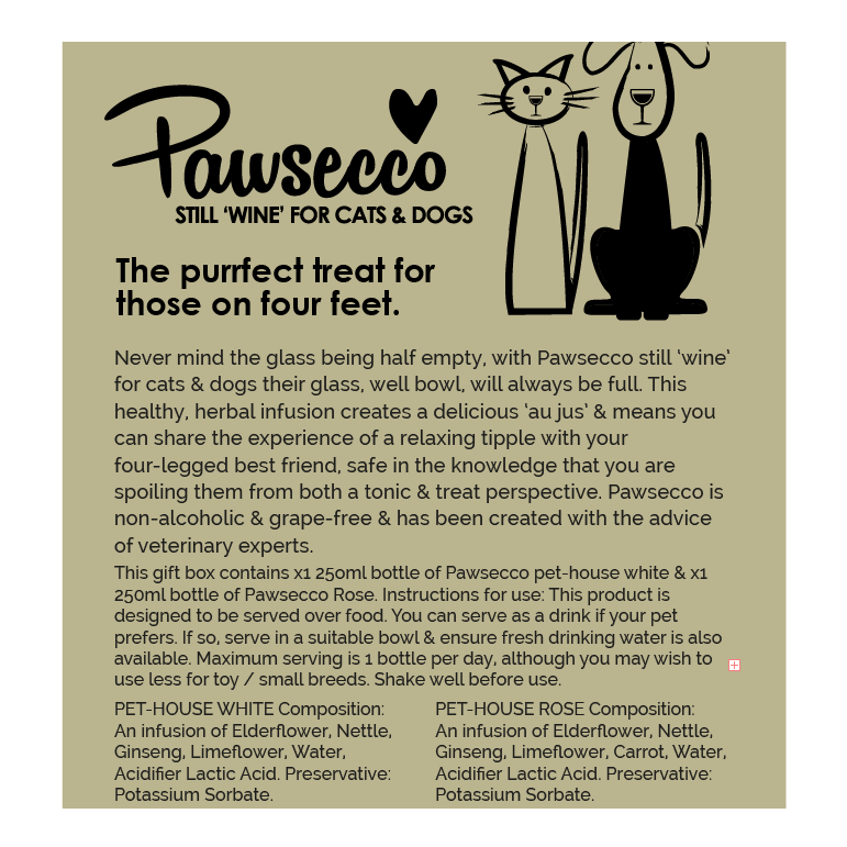 Pawsecco Still White 'Wine' for Dogs & Cats 250ml - Fernie's Choice Classic Country Wear for Dogs