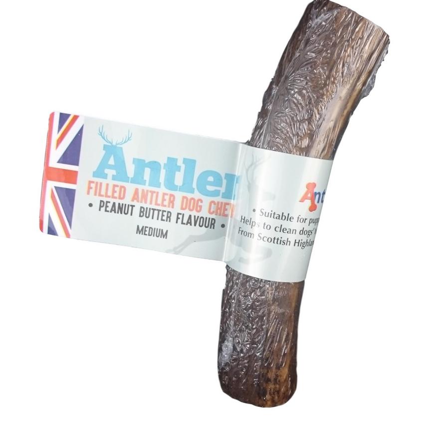 Antos Filled Antler Dog Chew Peanut Butter Flavour Medium - Fernie's Choice Classic Country Wear for Dogs