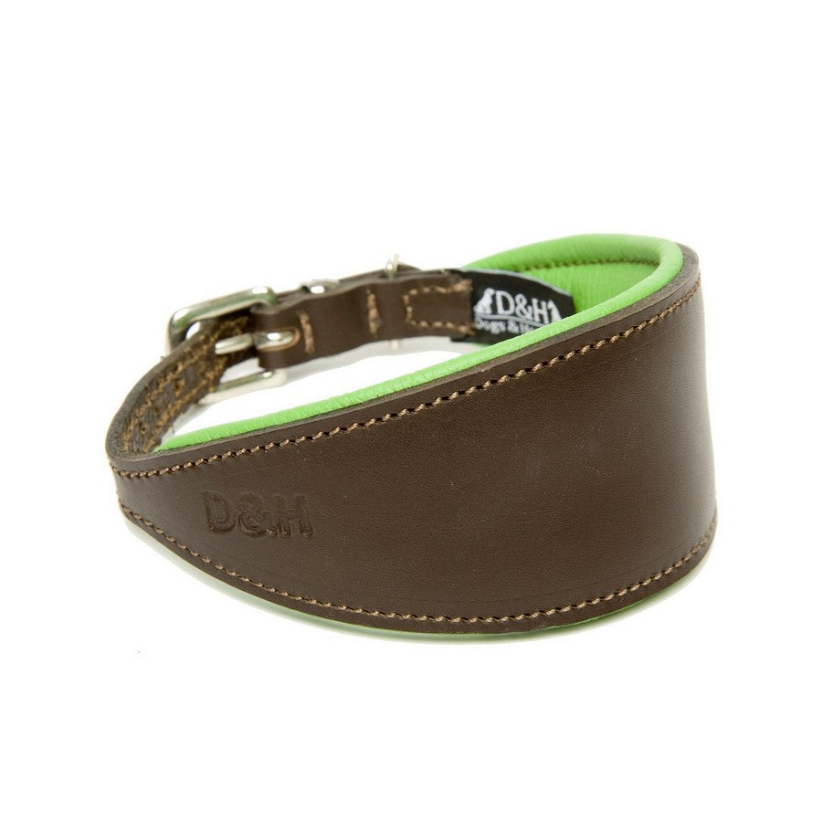 Dogs & Horses Green Greyhound Padded Leather Collar - Fernie's Choice Classic Country Wear for Dogs