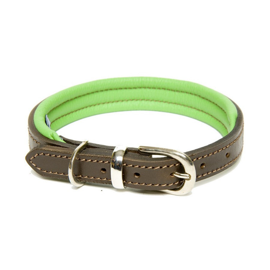 Dogs & Horses Luxury Green Padded Leather Collar - Fernie's Choice Classic Country Wear for Dogs