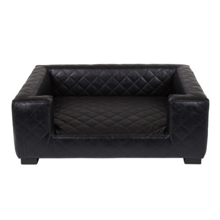Lord Lou Luxury Dog Bed - Edoardo Faux Black Leather Bed - Fernie's Choice Classic Country Wear for Dogs