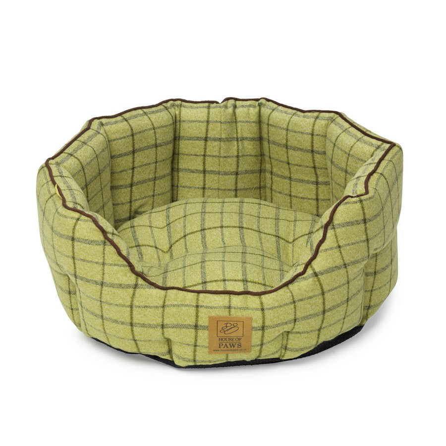 Green Tweed Oval Snuggle Bed - Fernie's Choice Classic Country Wear for Dogs