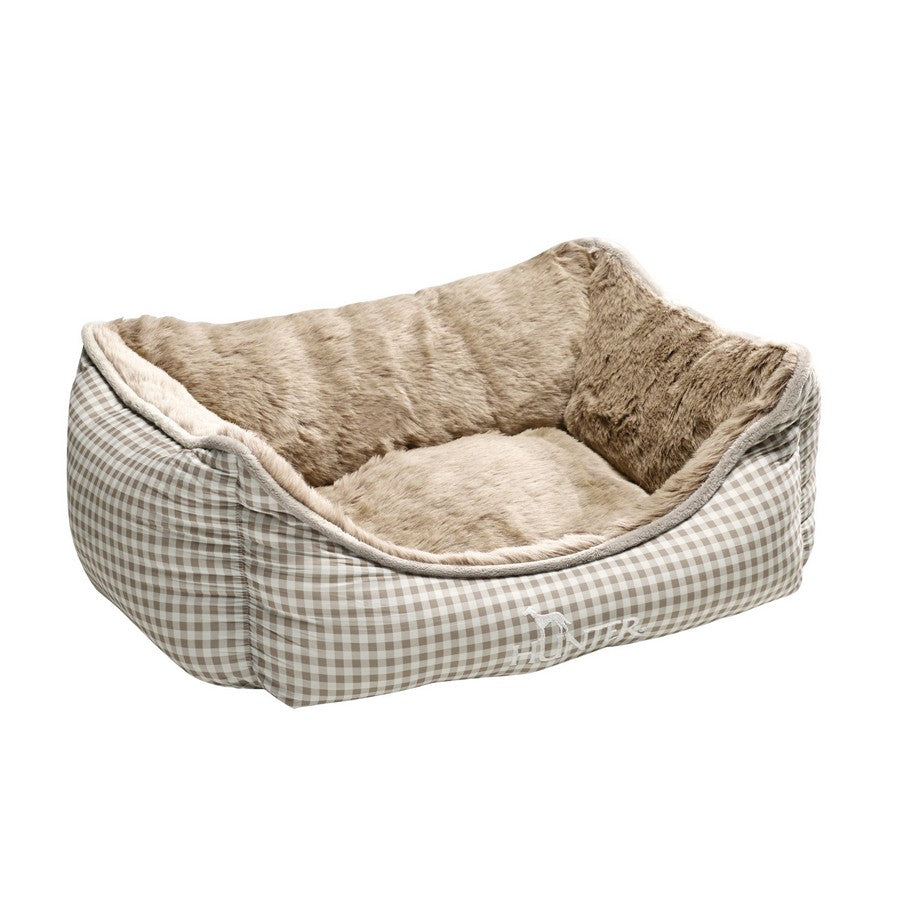 Astana Gingham Dog Bed by Hunter - Grey - Fernie's Choice Classic Country Wear for Dogs