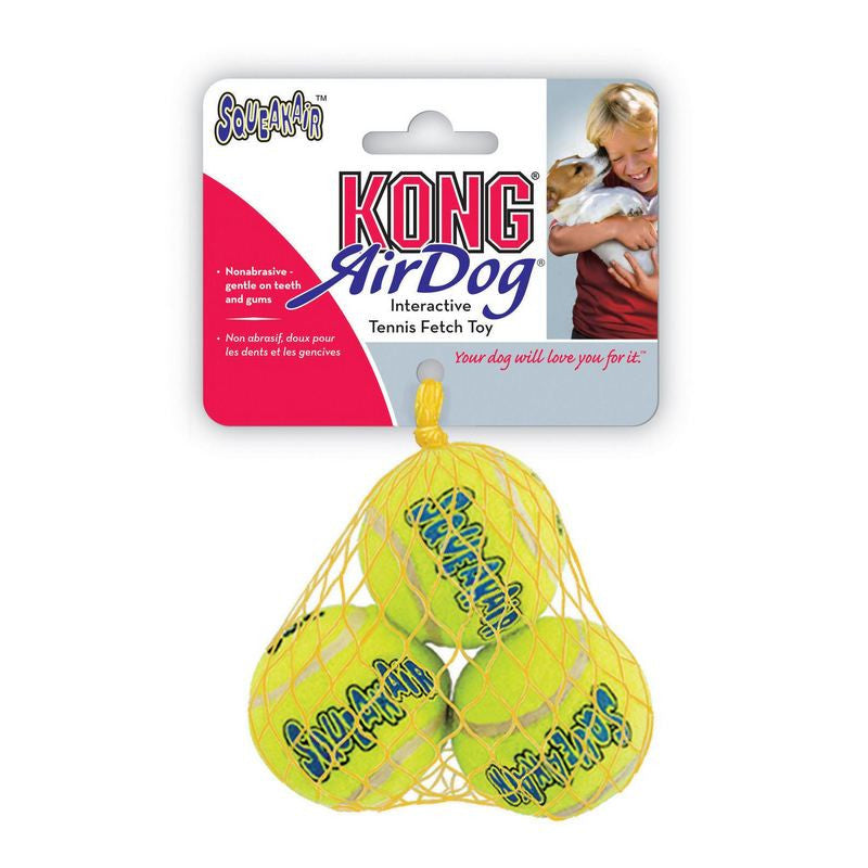 KONG Air Squeaker Tennis Ball Extra Small Dog Toy 3Pk - Fernie's Choice Classic Country Wear for Dogs