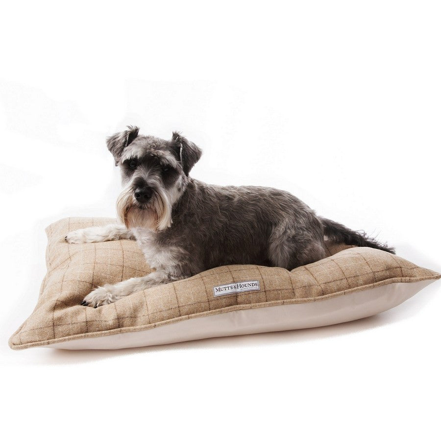 Oatmeal Tweed Pillow Dog Bed - Fernie's Choice Classic Country Wear for Dogs