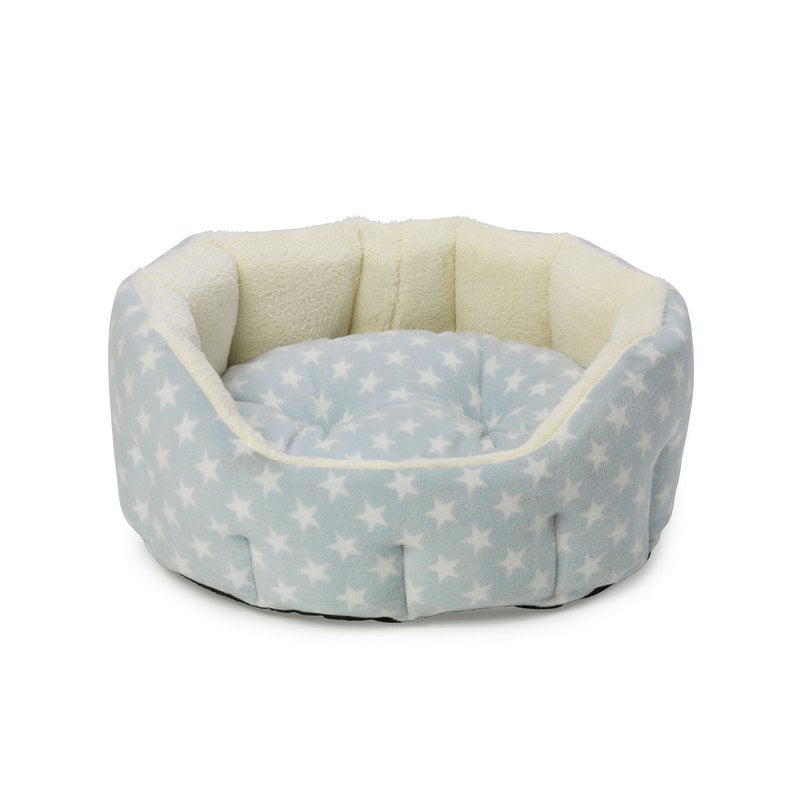 Blue Star Plush Fleece Oval Puppy Bed by House of Paws - Fernie's Choice Classic Country Wear for Dogs