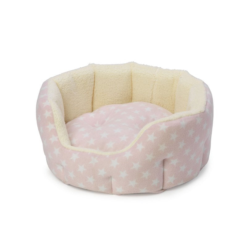 Pink Star Plush Fleece Oval Puppy Bed by House of Paws - Fernie's Choice Classic Country Wear for Dogs