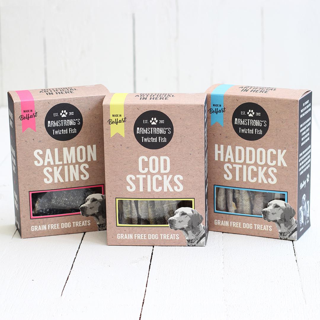 Armstrong's Twisted Fish - Cod Skin Sticks, 75g - Fernie's Choice Classic Country Wear for Dogs
